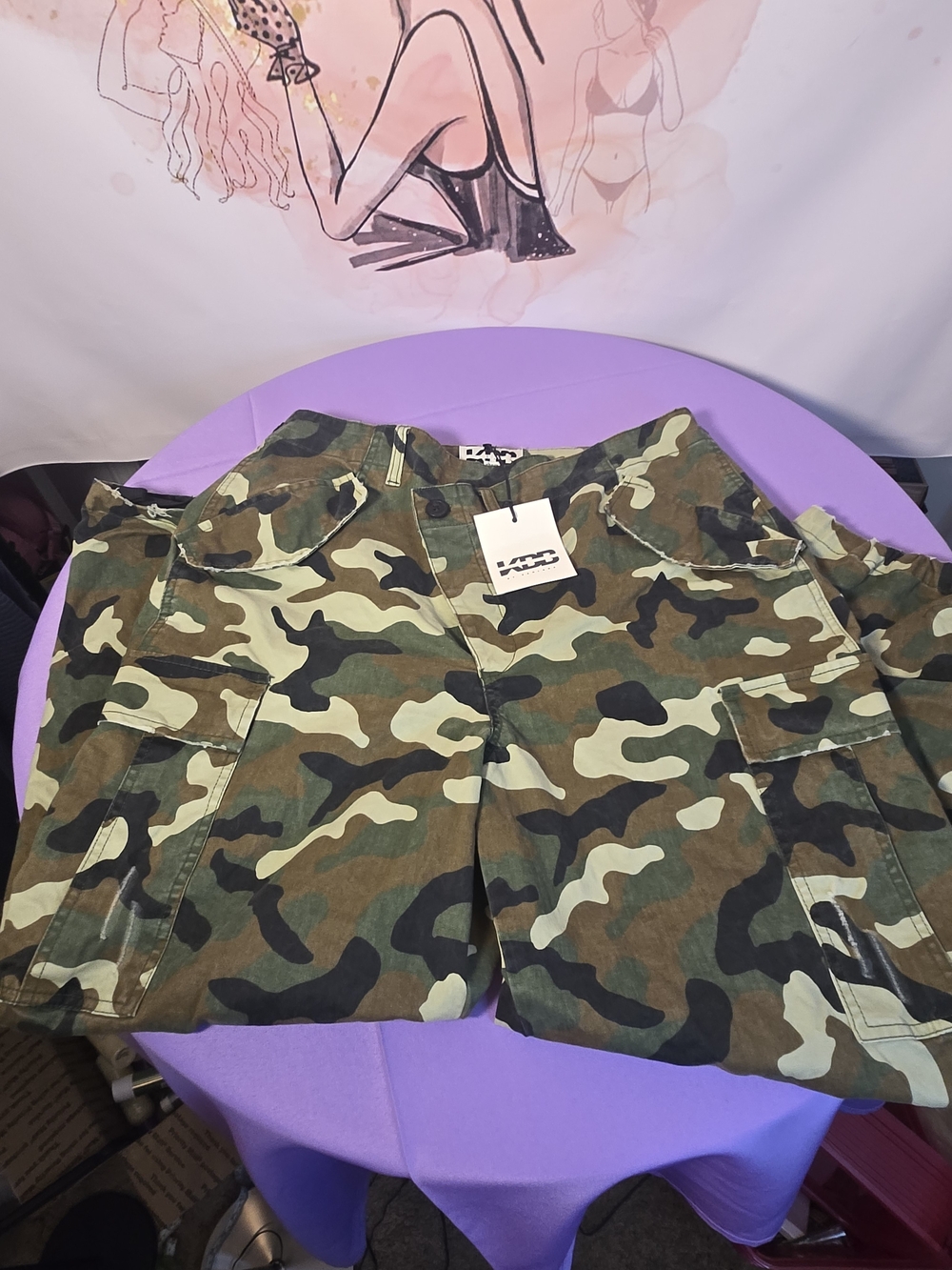 Camo Cargo Pants - Green Brown Black Size M - Picture 5 of 12
